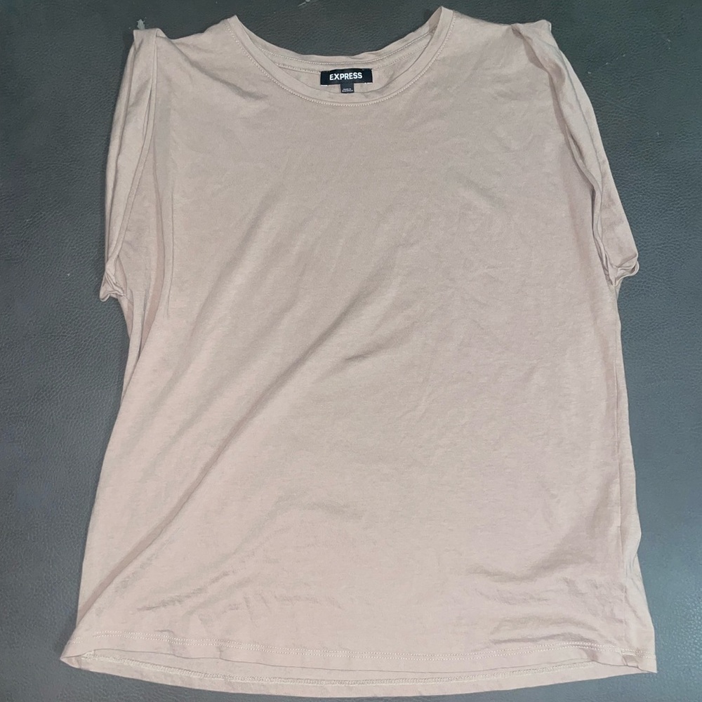 Express Rolled Cuff Cap Sleeve Blouse | Size Small ttaupe